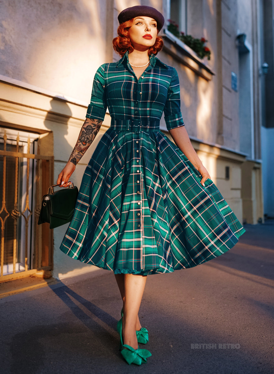 'Way Out West' Abercrombie Tartan 50s Style Swing Dress. With Pockets!