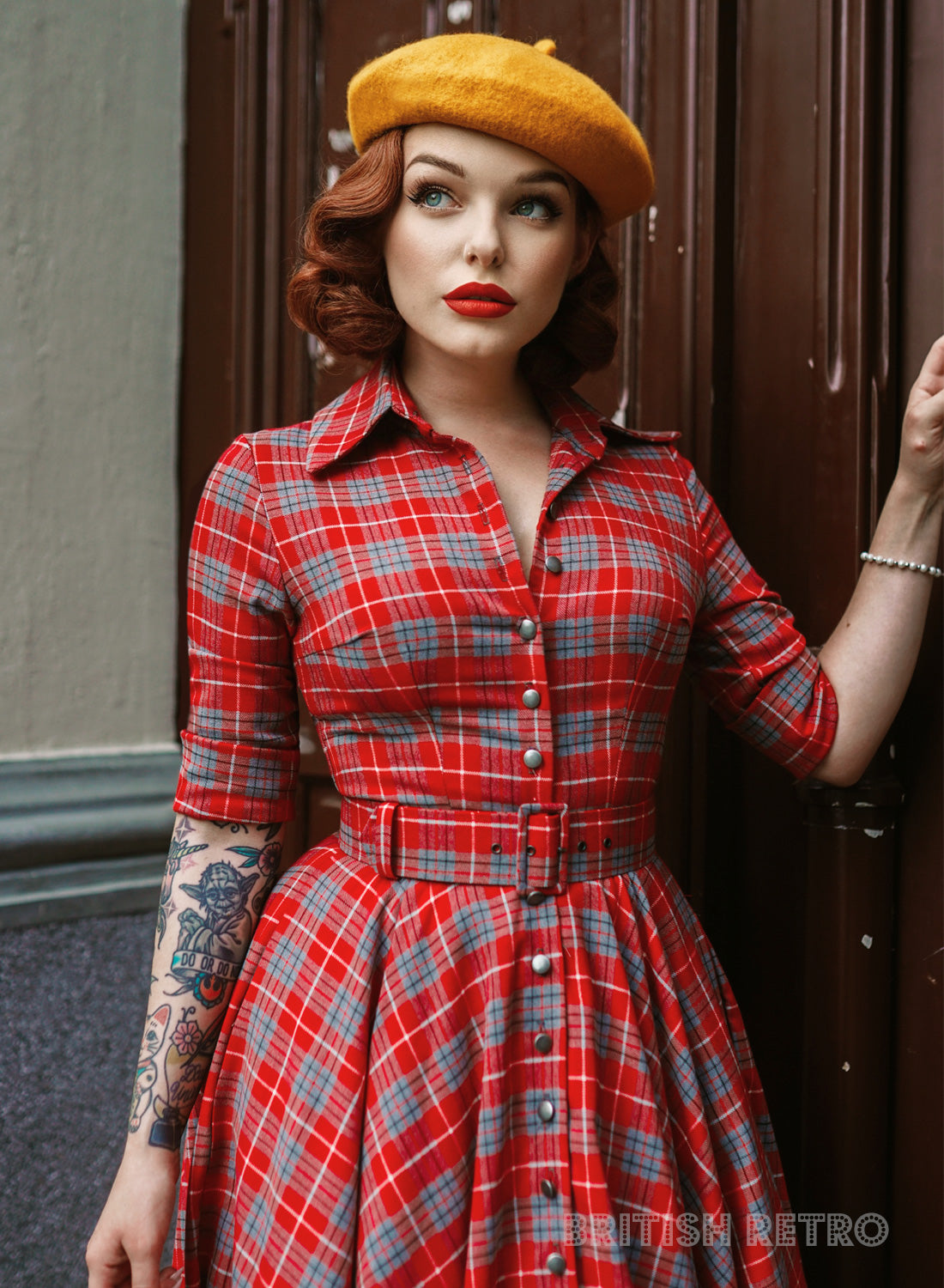 'Way Out West' Red Tartan 50s Style Dress