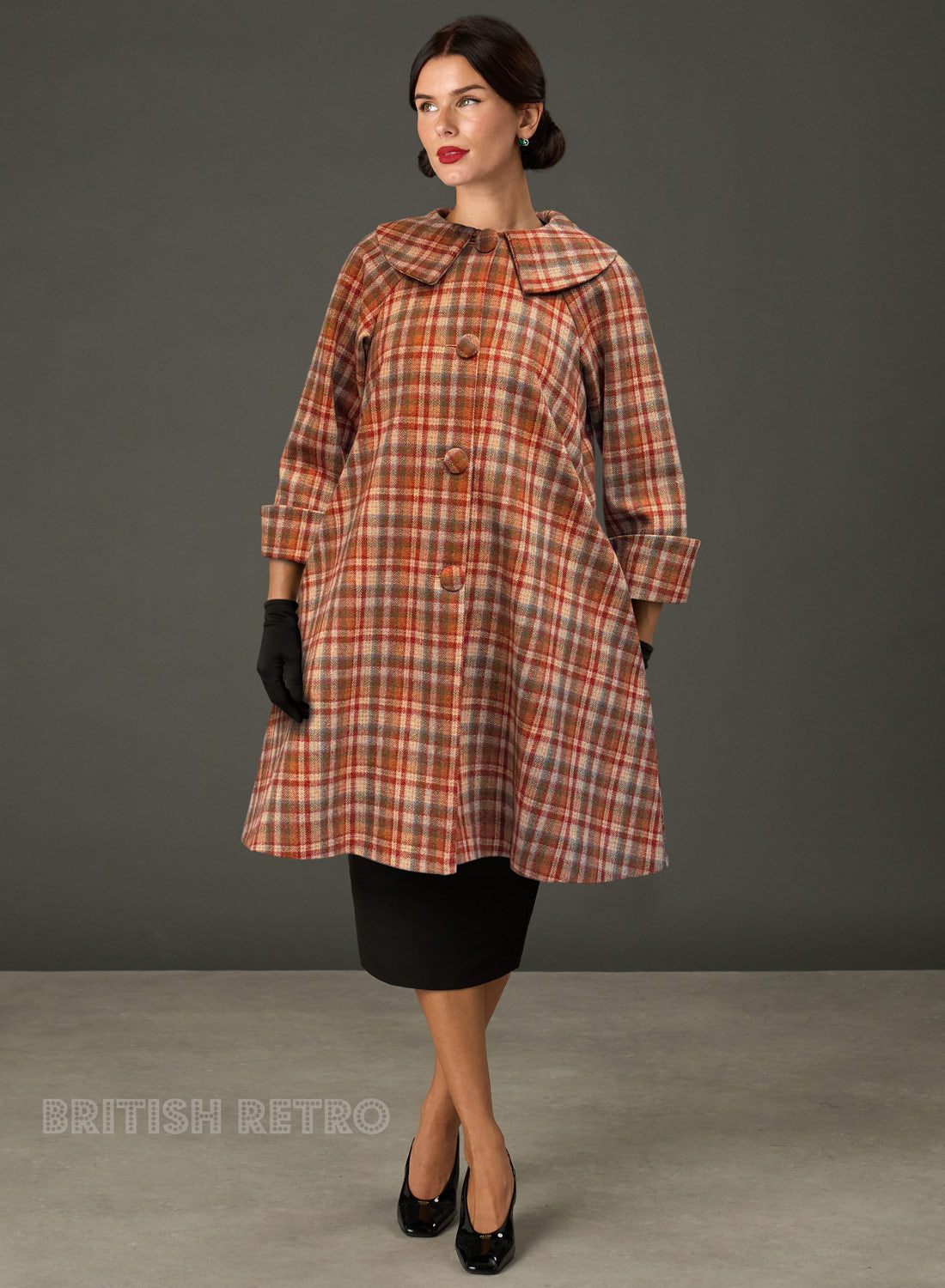 The Geneviève Autumn Check 1950s Style Coat