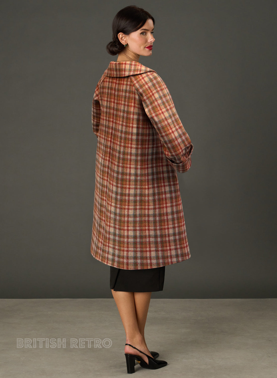 The Geneviève Autumn Check 1950s Style Coat