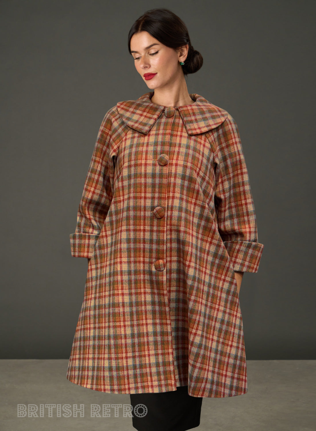 The Geneviève Autumn Check 1950s Style Coat