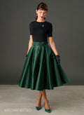 The Eloise – Emerald Green Satin Full Circle Midi Skirt