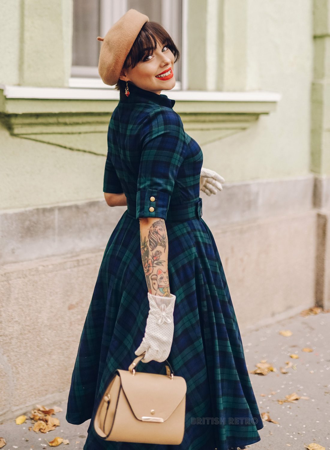 New! 'Way Out West' Black Watch Tartan 50s Style Swing Dress. With Pockets!