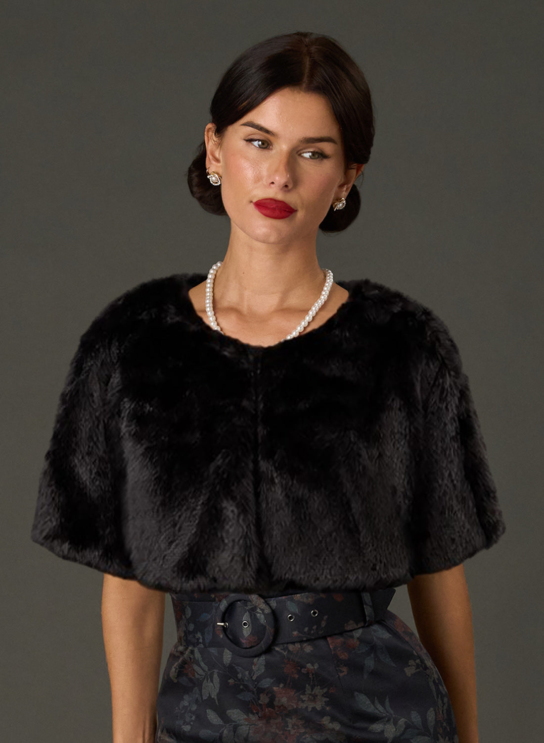 The Gigi Black Faux Fur Capelet