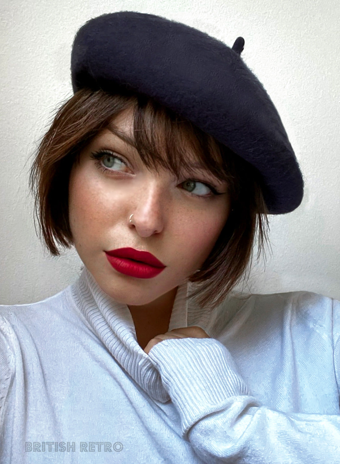 Belle Navy 50s Style Wool Beret