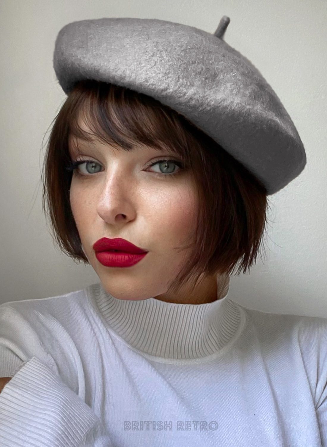 Luxe Smoke 50s Style Wool Beret