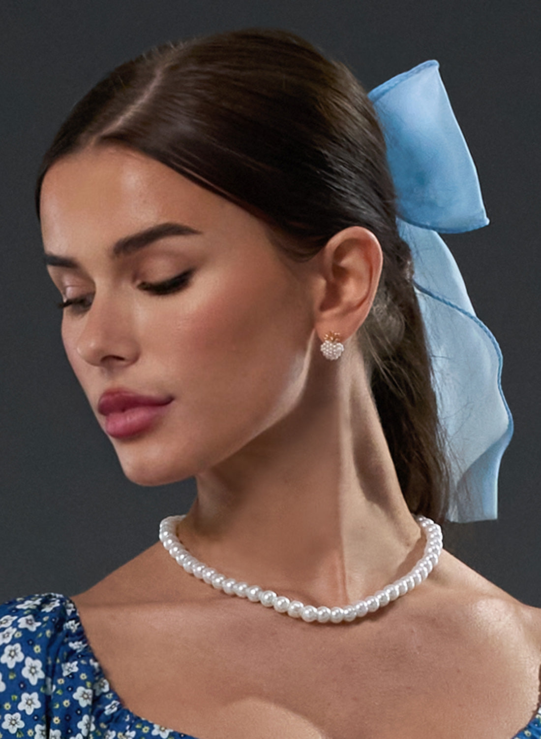 50s Style Sky Blue Charm Bow