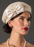 Cream Crochet Vintage Style Beret