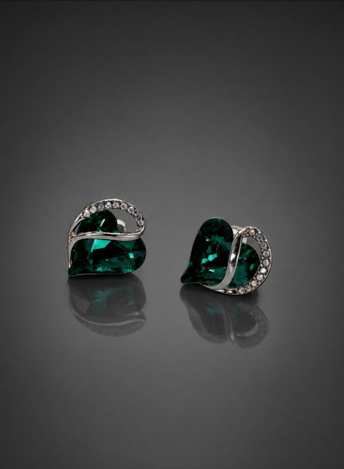 Amore emerald swirl crystal stud earrings by British Retro, sparkling earrings for weddings