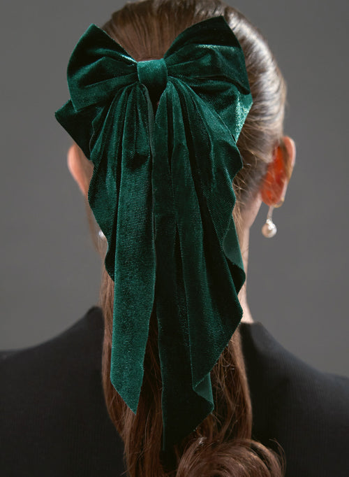 50s style emerald green hair bow, a pretty hair accessory for parties and everyday wear