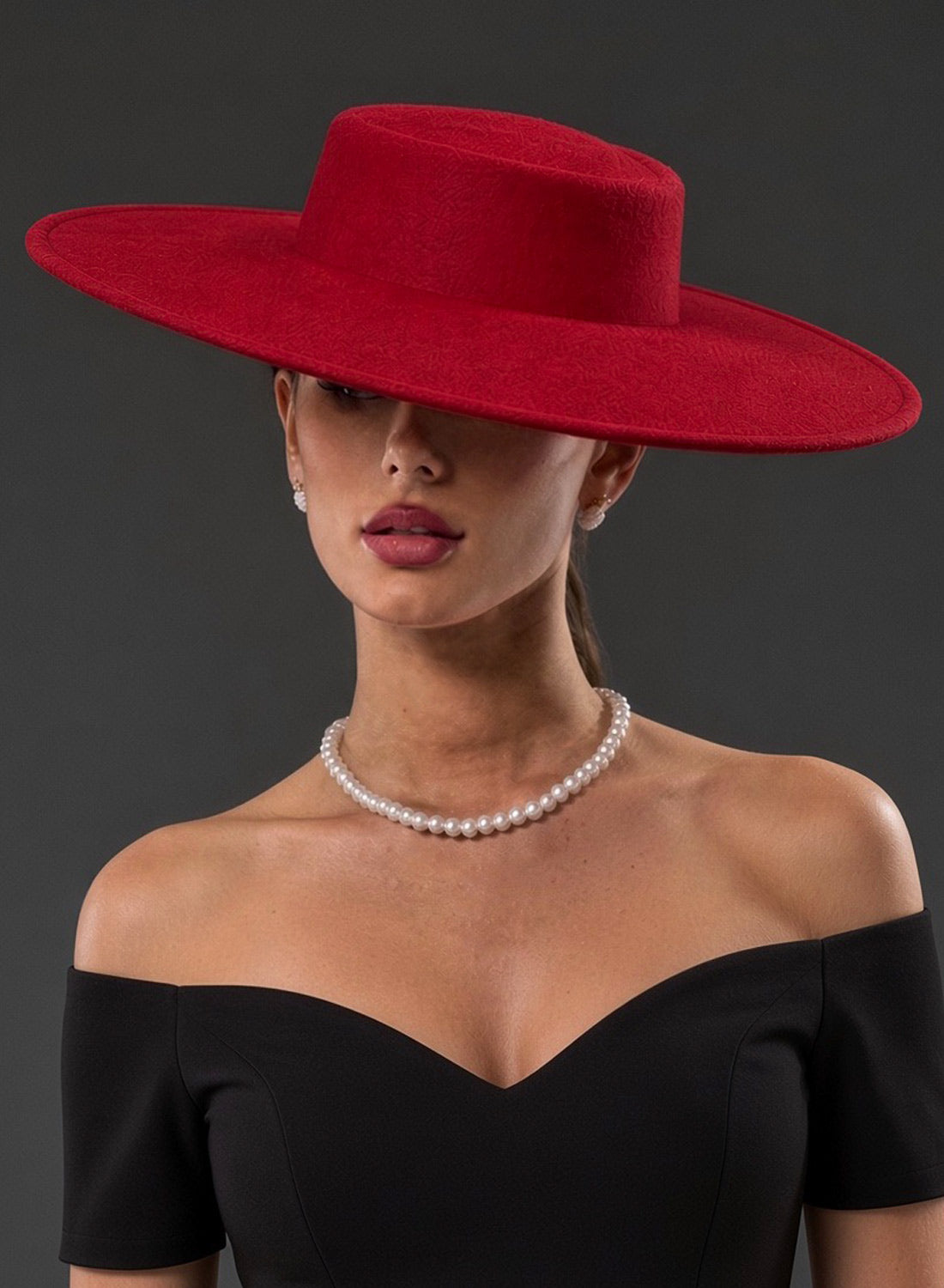 Marianne 1950s Cartwheel Hat | Vintage Wool Hat Red