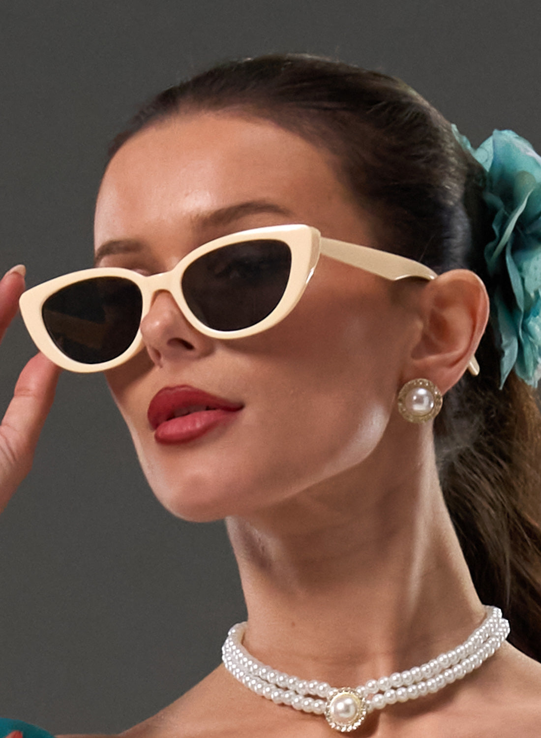 Norma Jeane Cream 50s Style Sunglasses