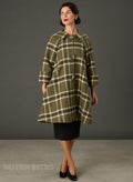 The Geneviève Olive Check Coat