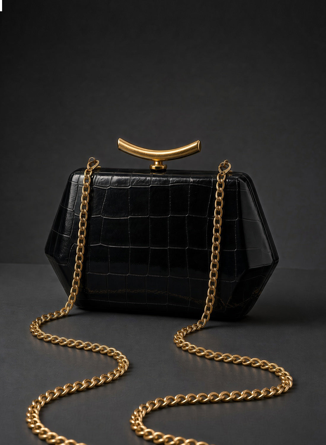 Ingrid Midnight Black Vintage Style Clutch Bag