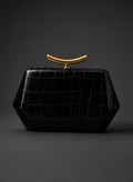Ingrid Midnight Black Vintage Style Clutch Bag