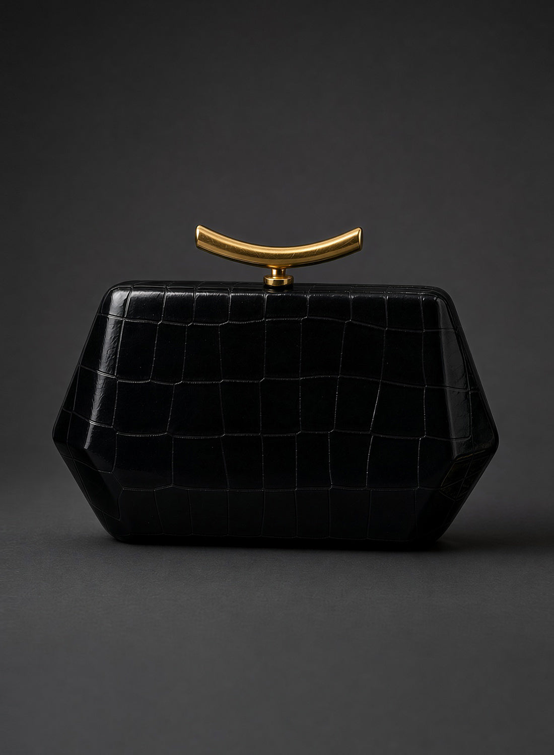 Ingrid Midnight Black Vintage Style Clutch Bag