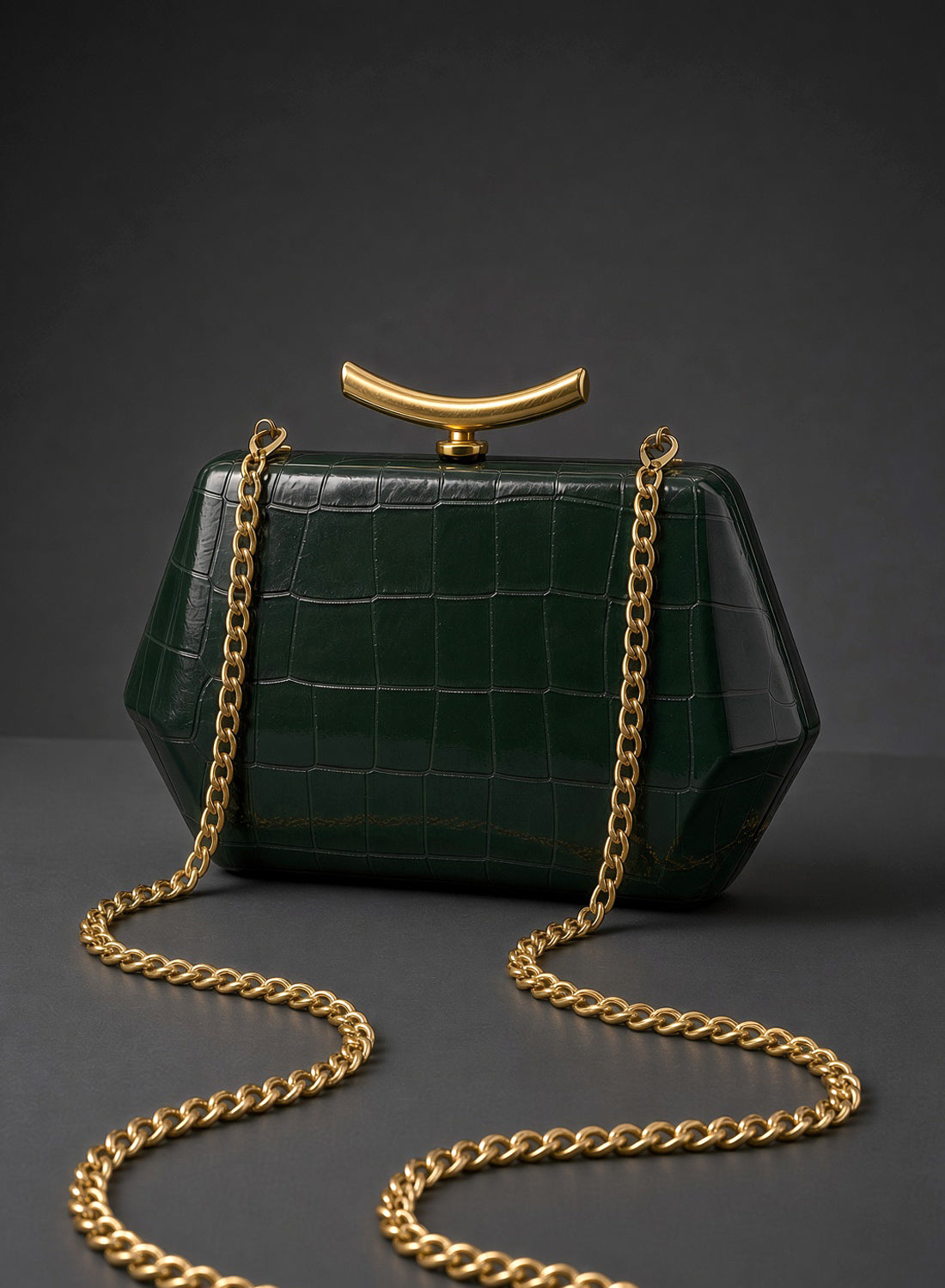 Ingrid Bottle Green Vintage Style Clutch Bag