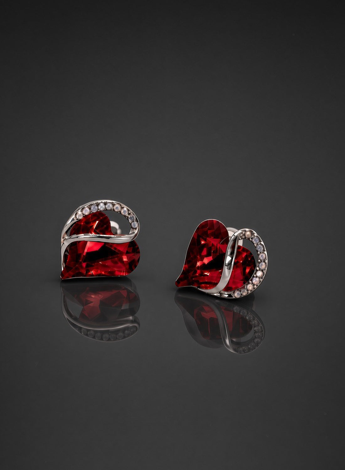 Amore Ruby Swirl Crystal Stud Earrings