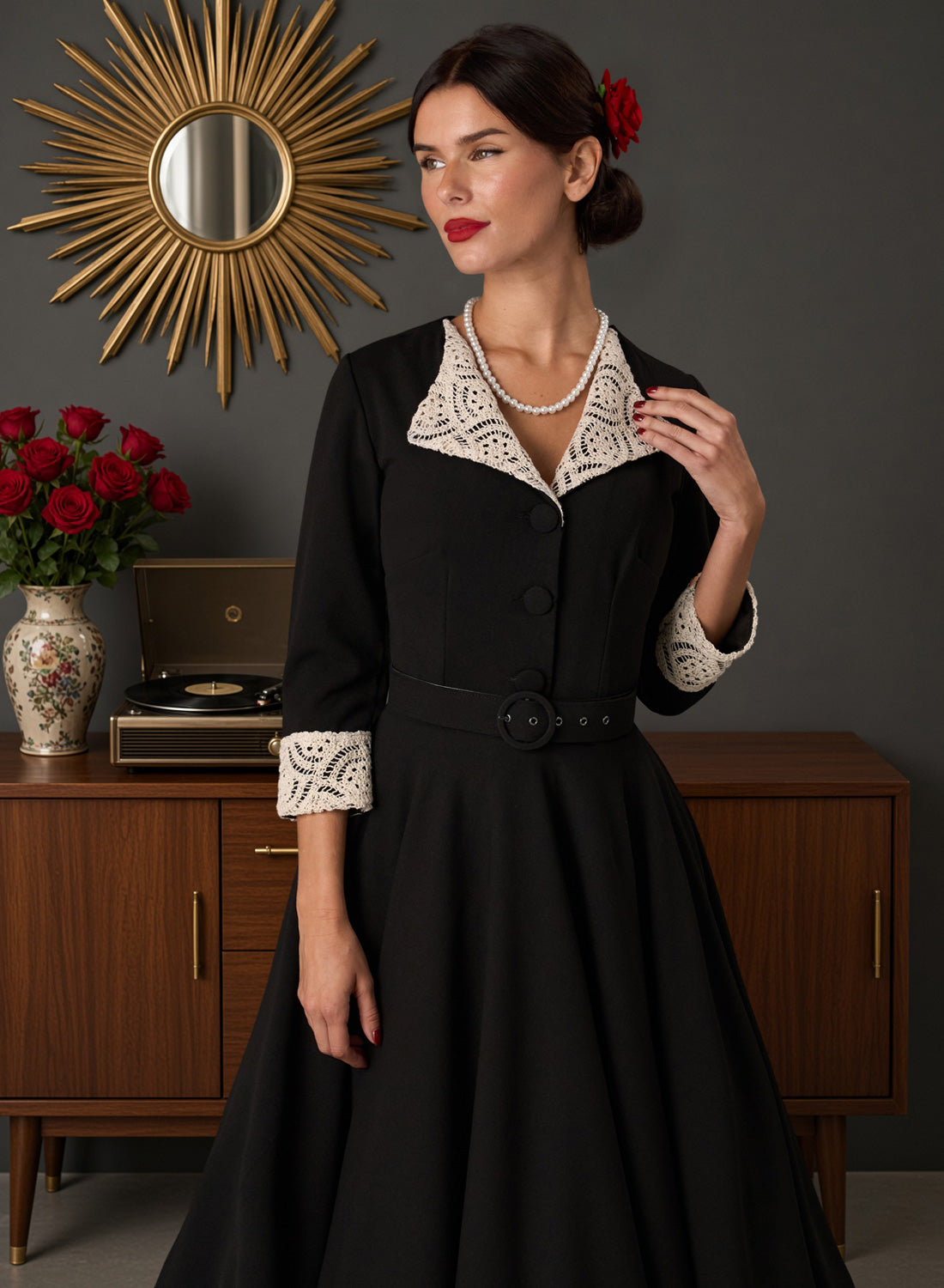 Tallulah Black 1950s Full Circle Dress