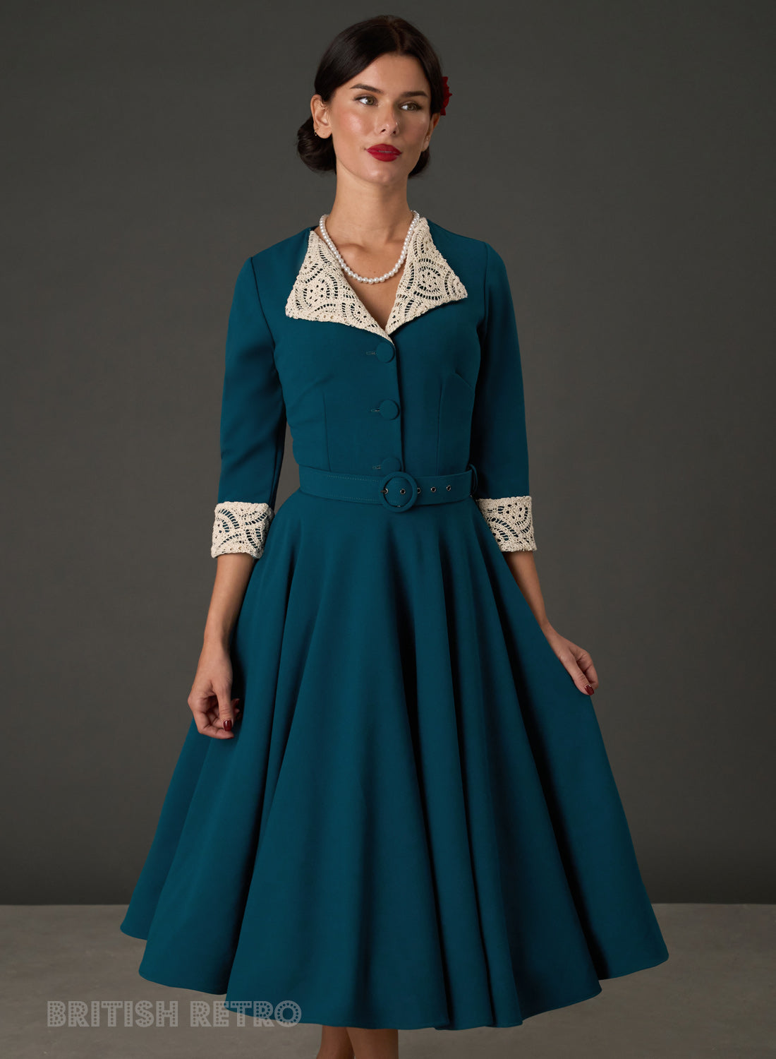 Tallulah Teal 1950s Full Circle Dress