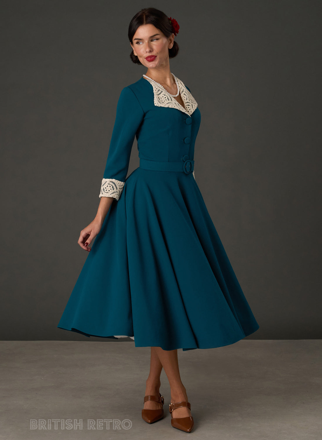 Tallulah Teal 1950s Full Circle Dress