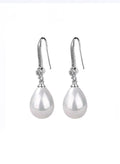 Graceful Teardrop Pearl Crystal Earrings