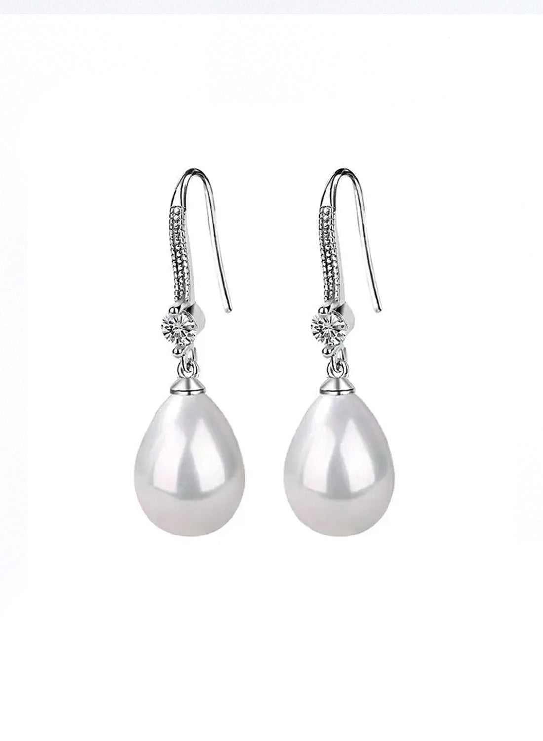 Graceful Teardrop Pearl Crystal Earrings