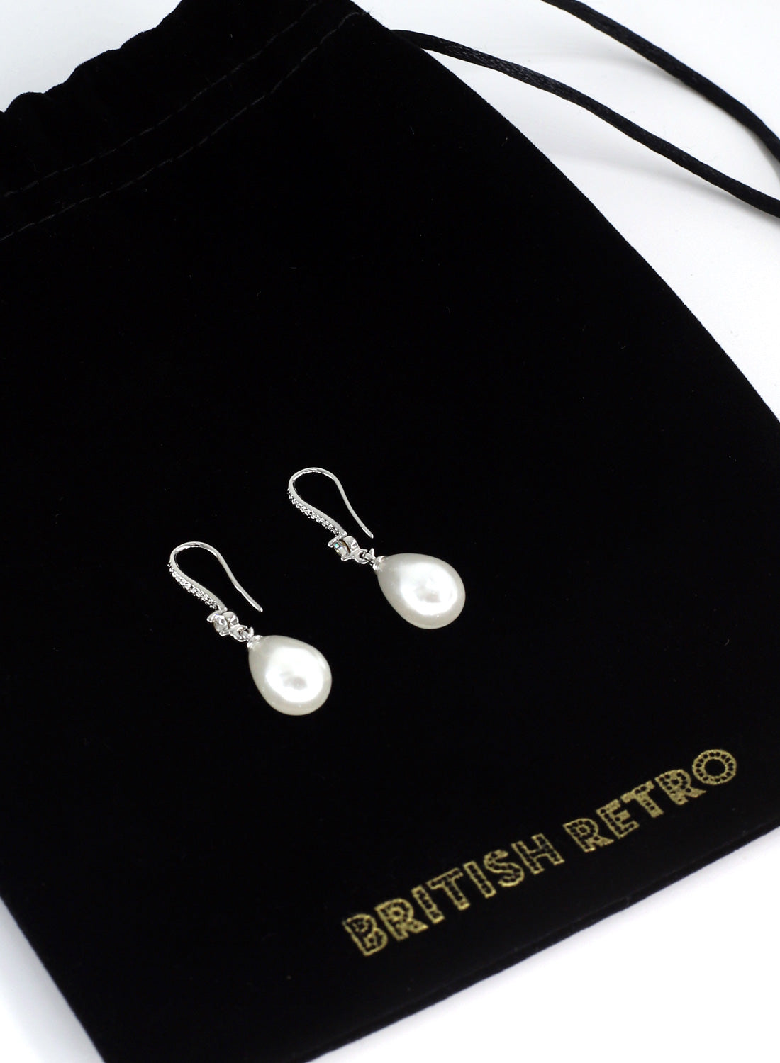 Graceful Teardrop Pearl Crystal Earrings