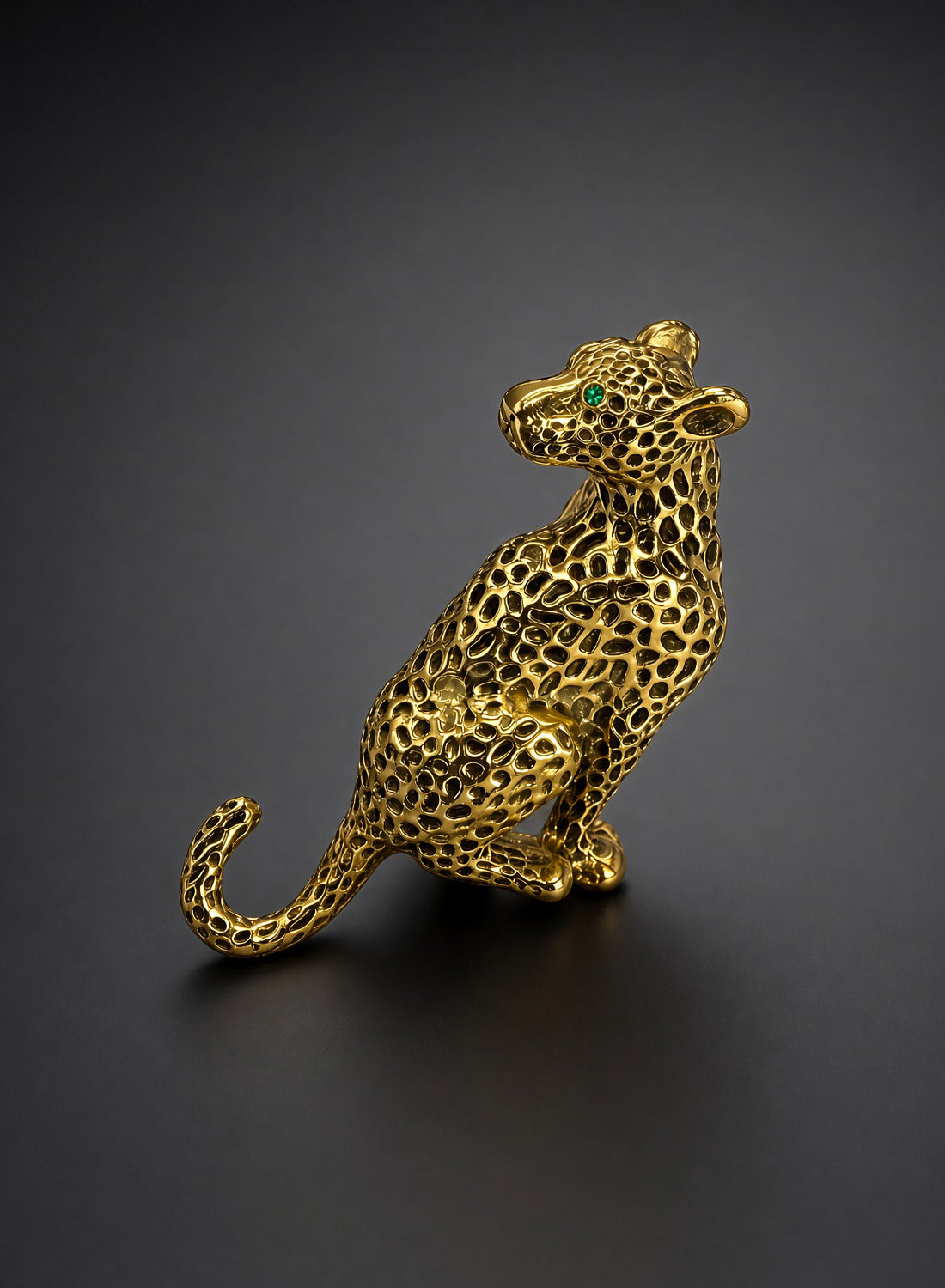 The Dietrich gold leopard brooch by British Retro, a glamorous gift for coats and evening dresses