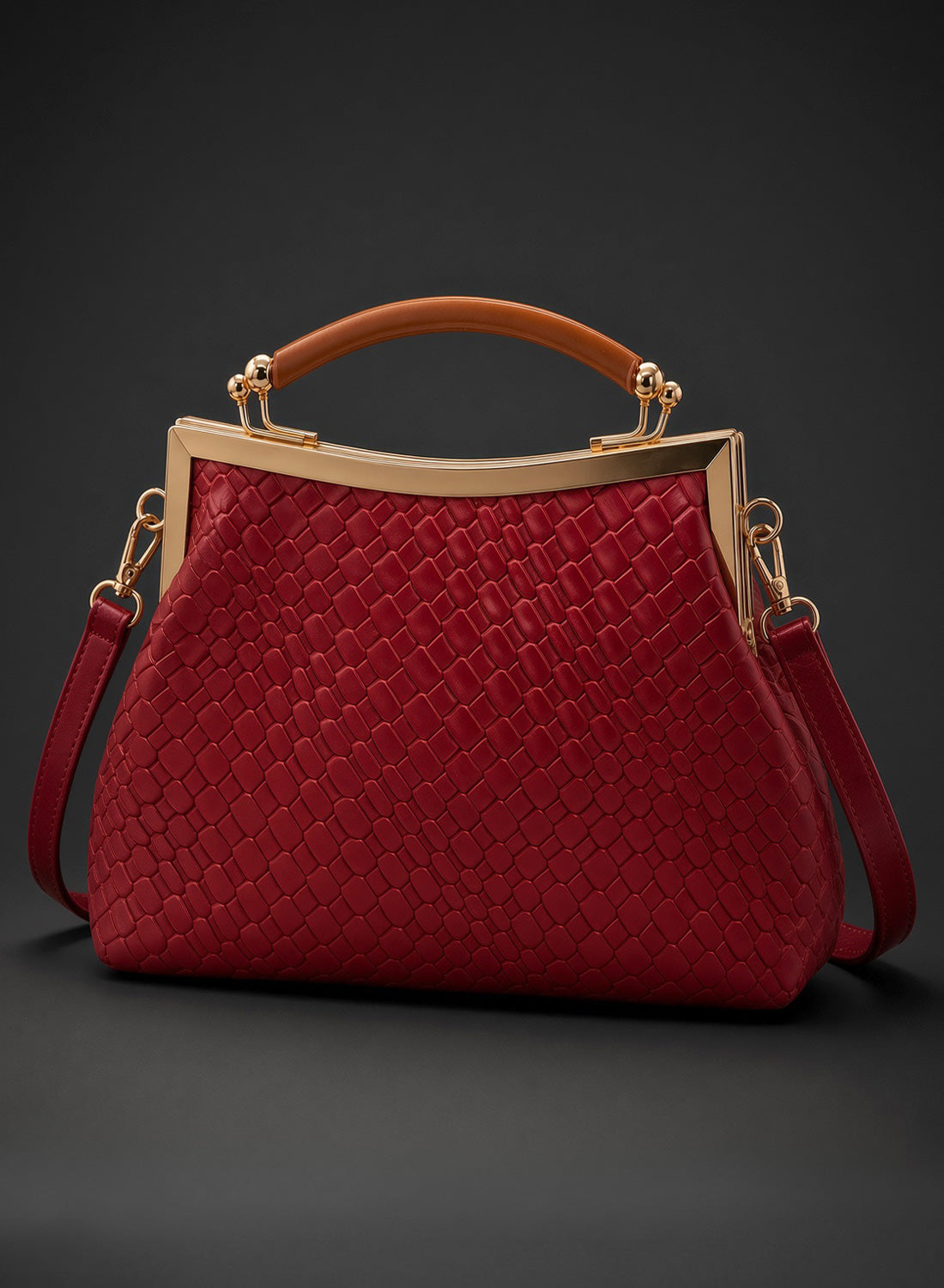 The Wallis Red Faux Snakeskin Handbag