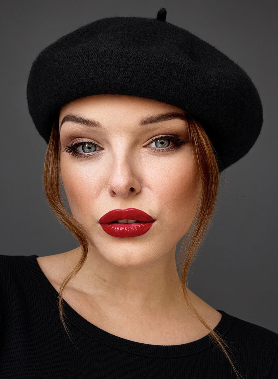 Belle Black 50s Style Wool Beret