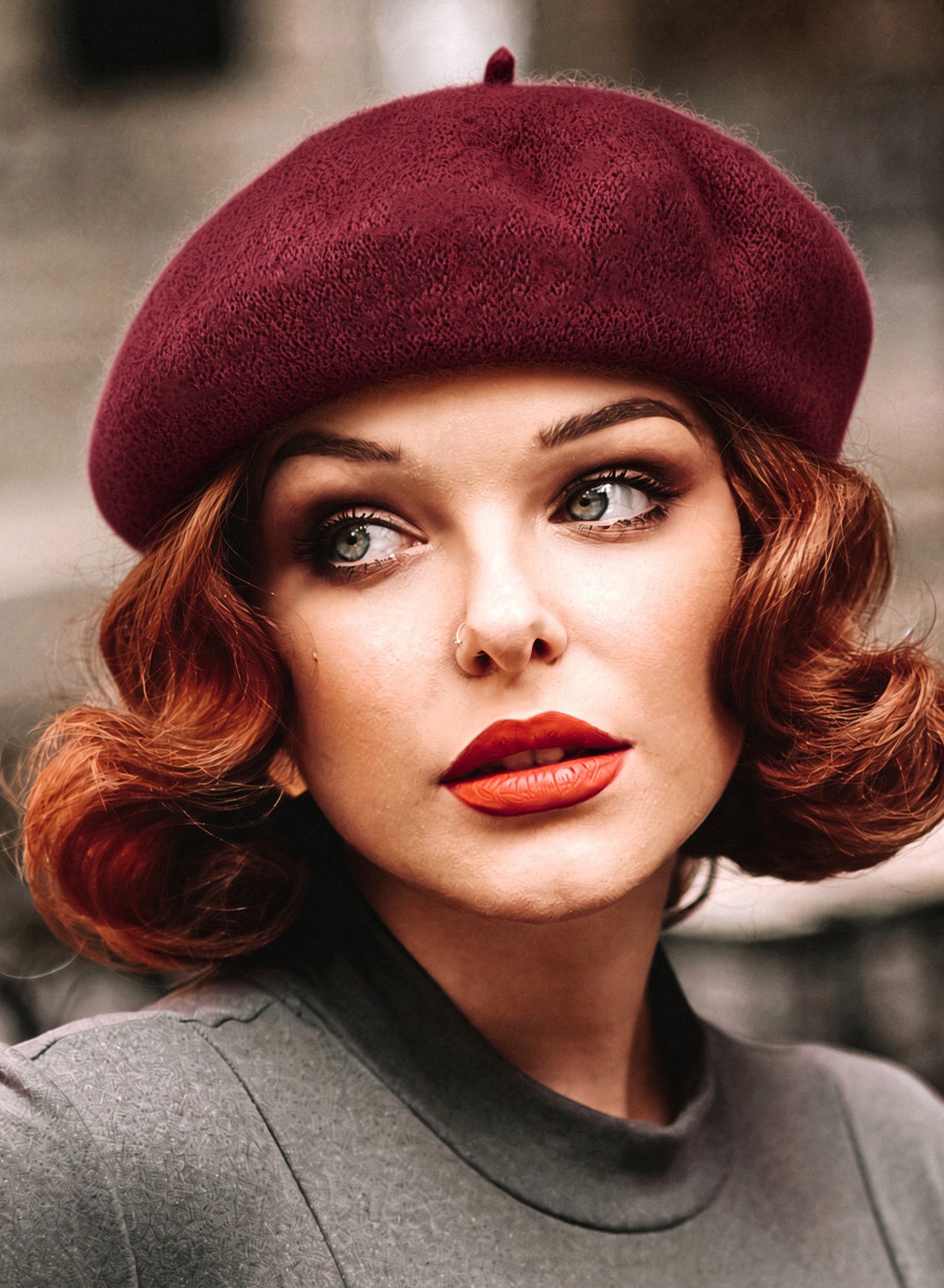 Belle Claret 50s Style Wool Beret