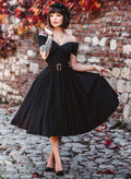 Dee Dee Black Satin Jacquard Baroque Full Circle Dress
