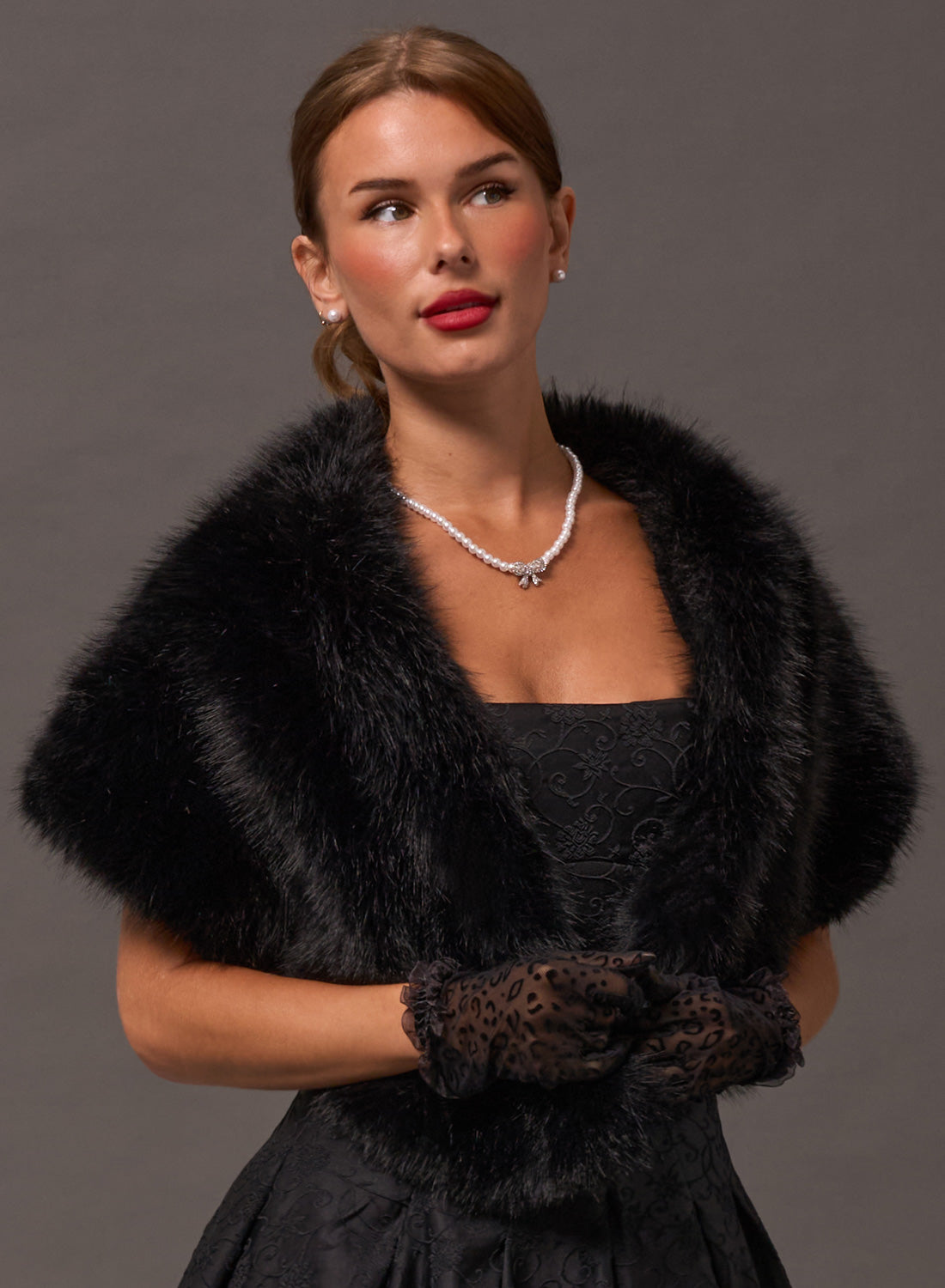 Devo Panther Faux Fur Shawl