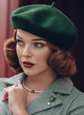 Belle Bottle Green 50s Style Wool Beret