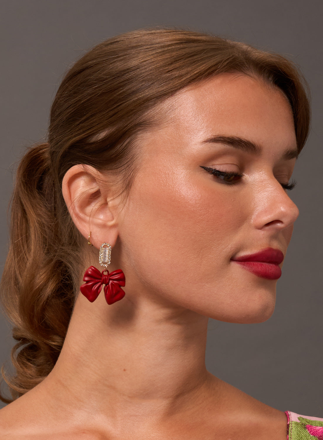Scarlet Bow Drop Earrings