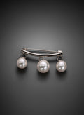 Dancing Pearl Pin Brooch Silver