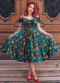 Dee Dee Teal Floral Fit & Flare Dress | Women’s Tea Dress