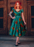 Dee Dee Turquoise Rose Fit & Flare Dress | Women’s Tea Dress