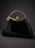 Elsa 1950s Vintage Patent Handbag Black