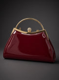 Elsa 1950s Vintage Patent Handbag Burgundy