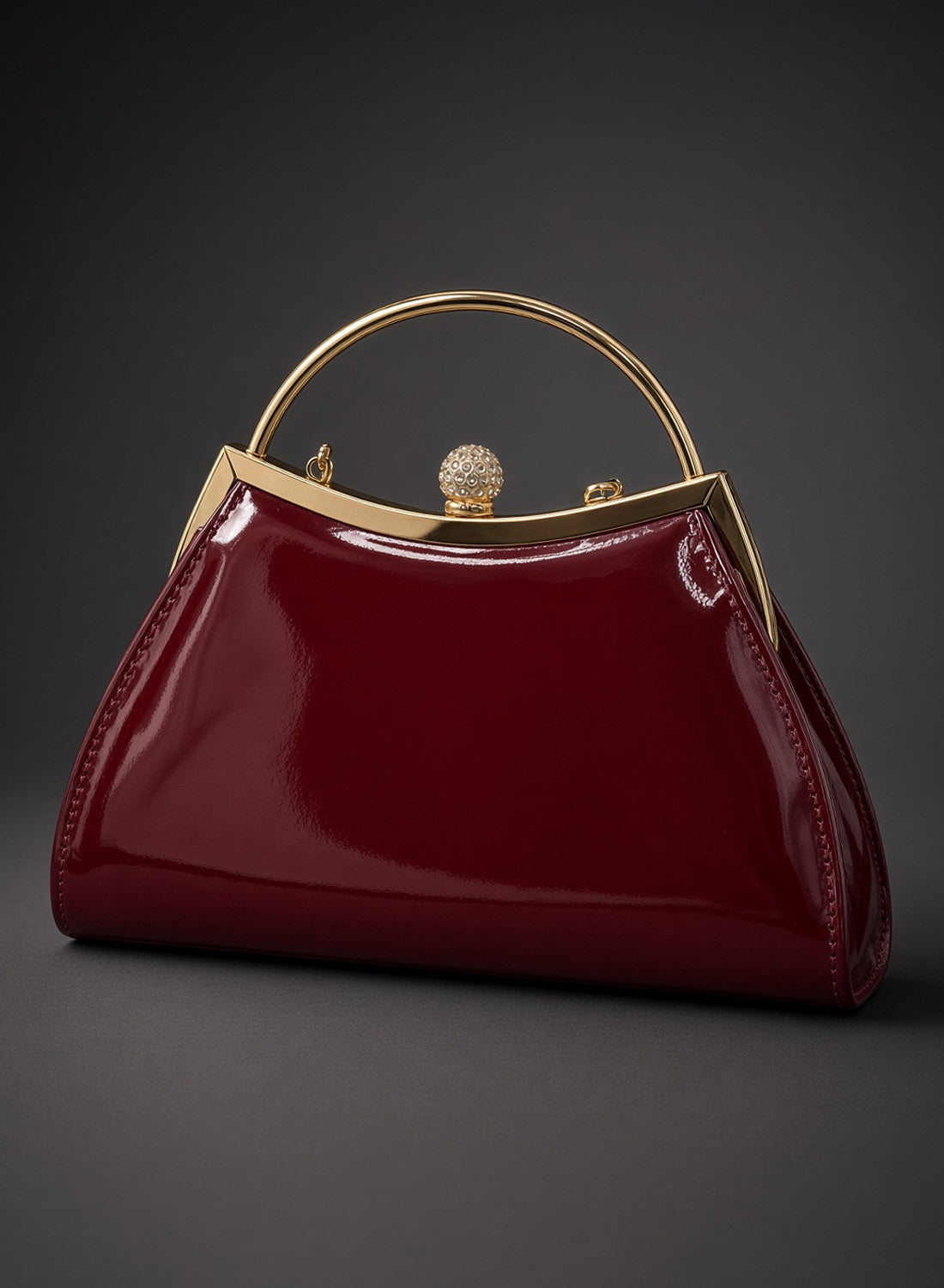 Elsa 1950s Vintage Patent Handbag Burgundy