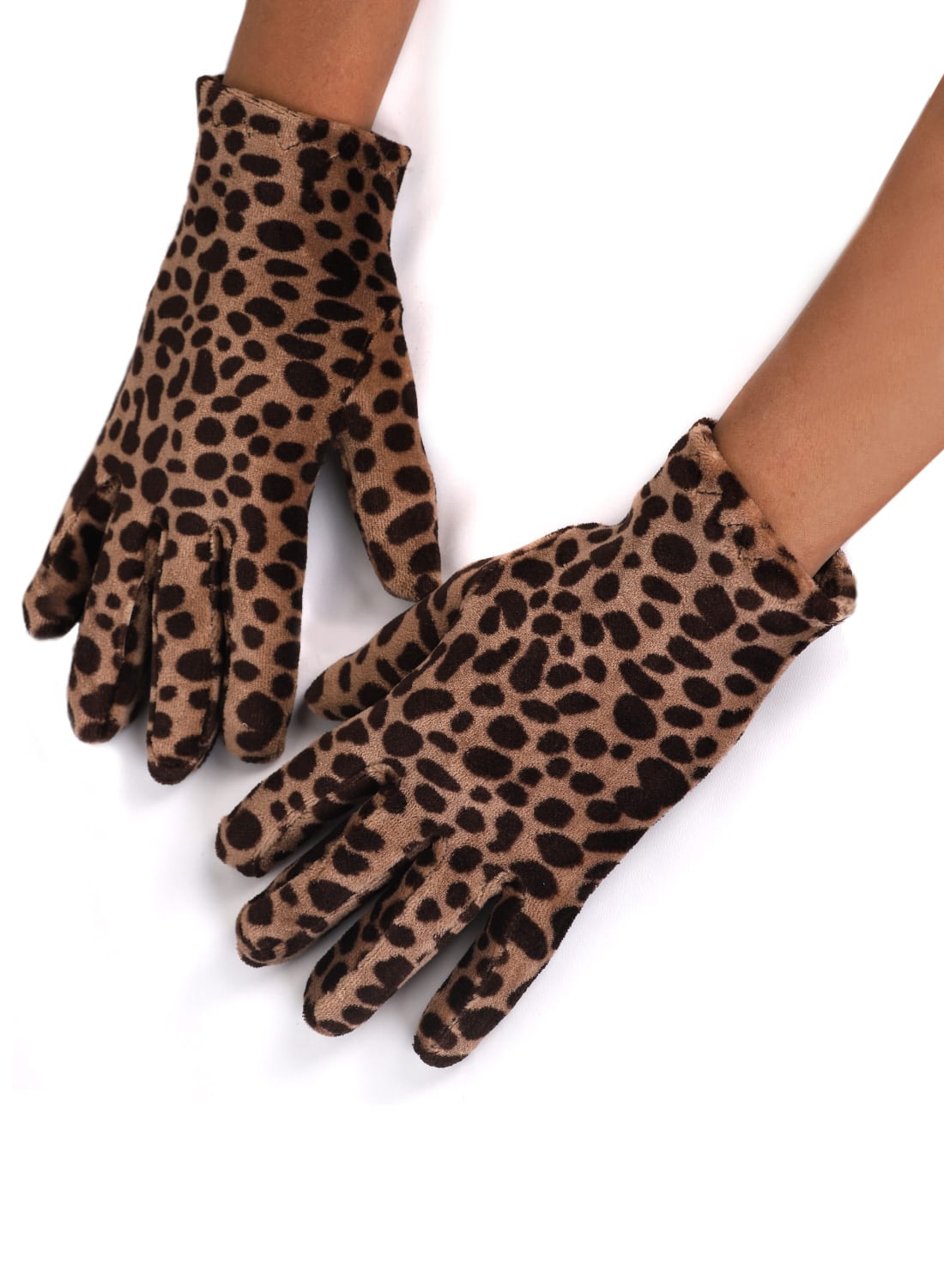 Retro Fleece Leopard Gloves