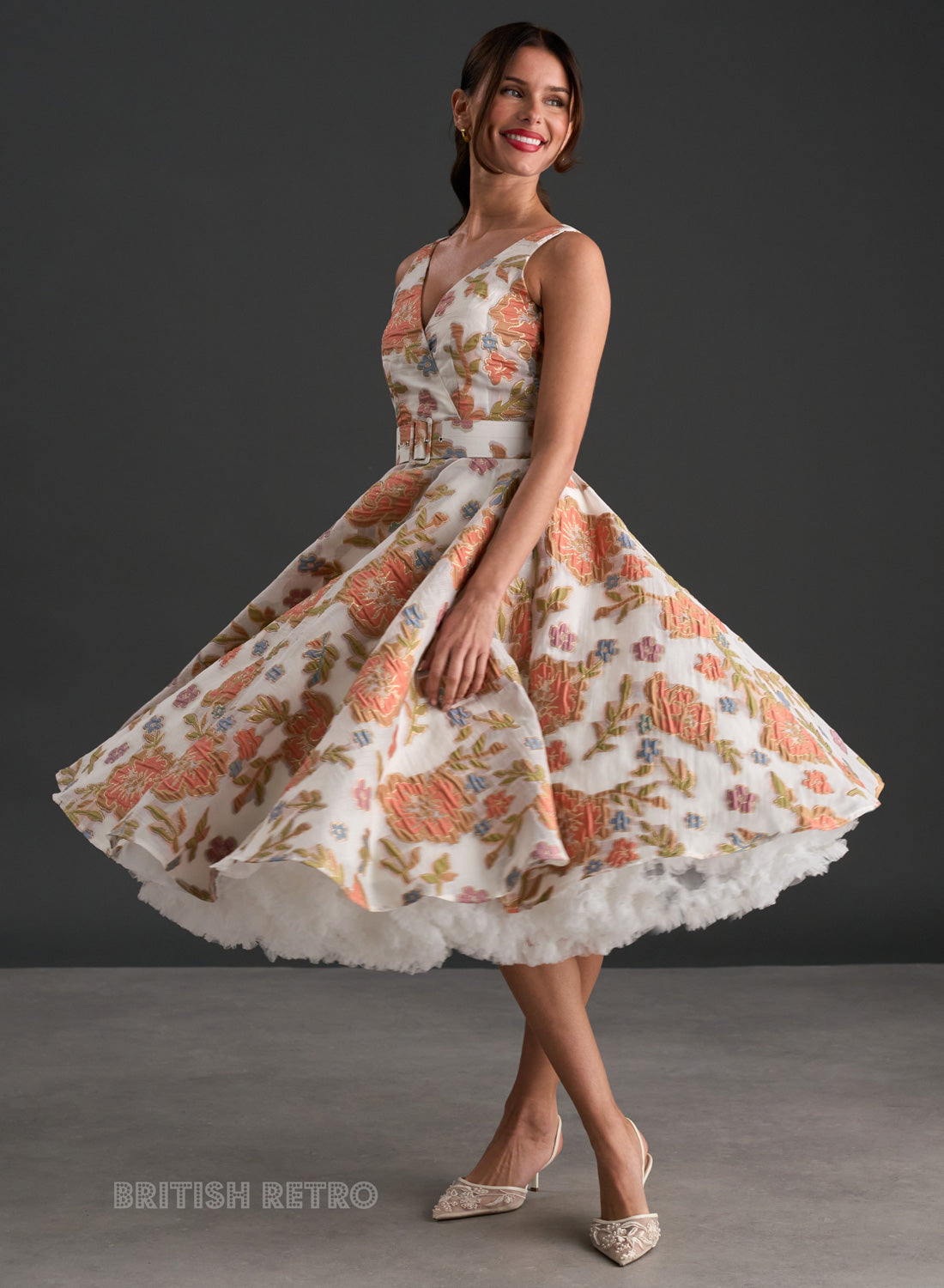 Grace Kelly Pastels Embroidered Vintage Inspired Dress