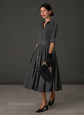 New! Way Out West Grey Ribbed Button-Down Dress with Belt