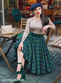 Highland Green Tartan Full Circle Midi Skirt