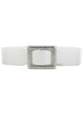 Ivory Crystal Buckle Faux Leather Belt