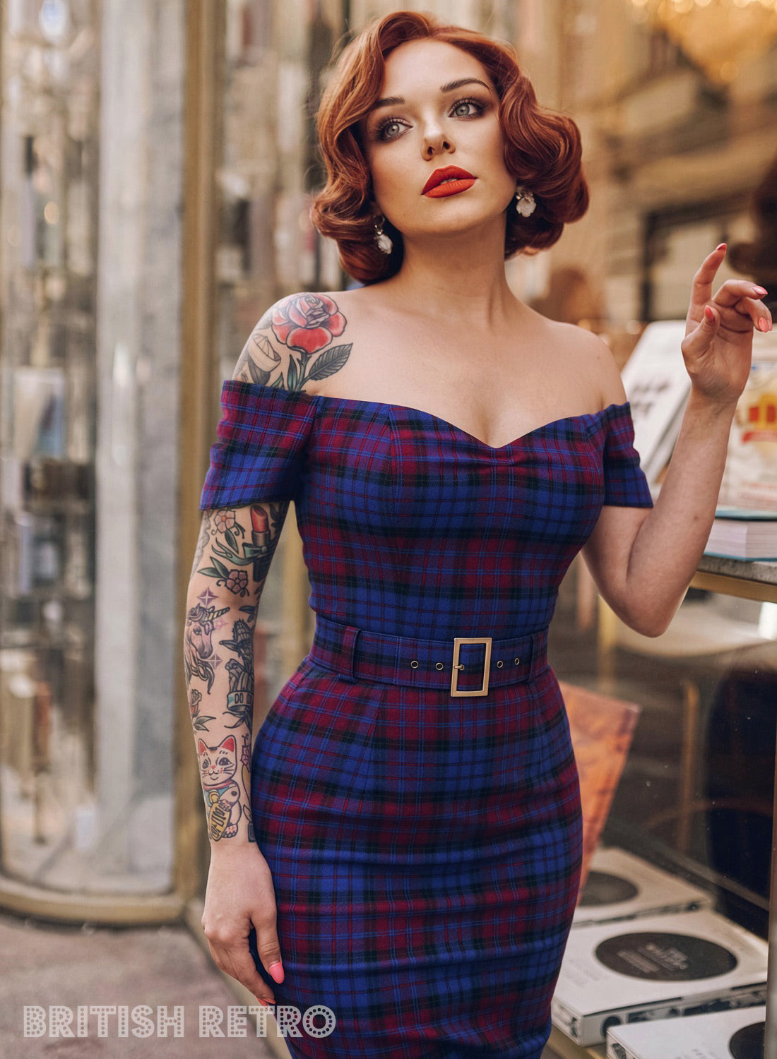 1950s Mulberry Tartan Bodycon Dress | Rhonda’s Revenge