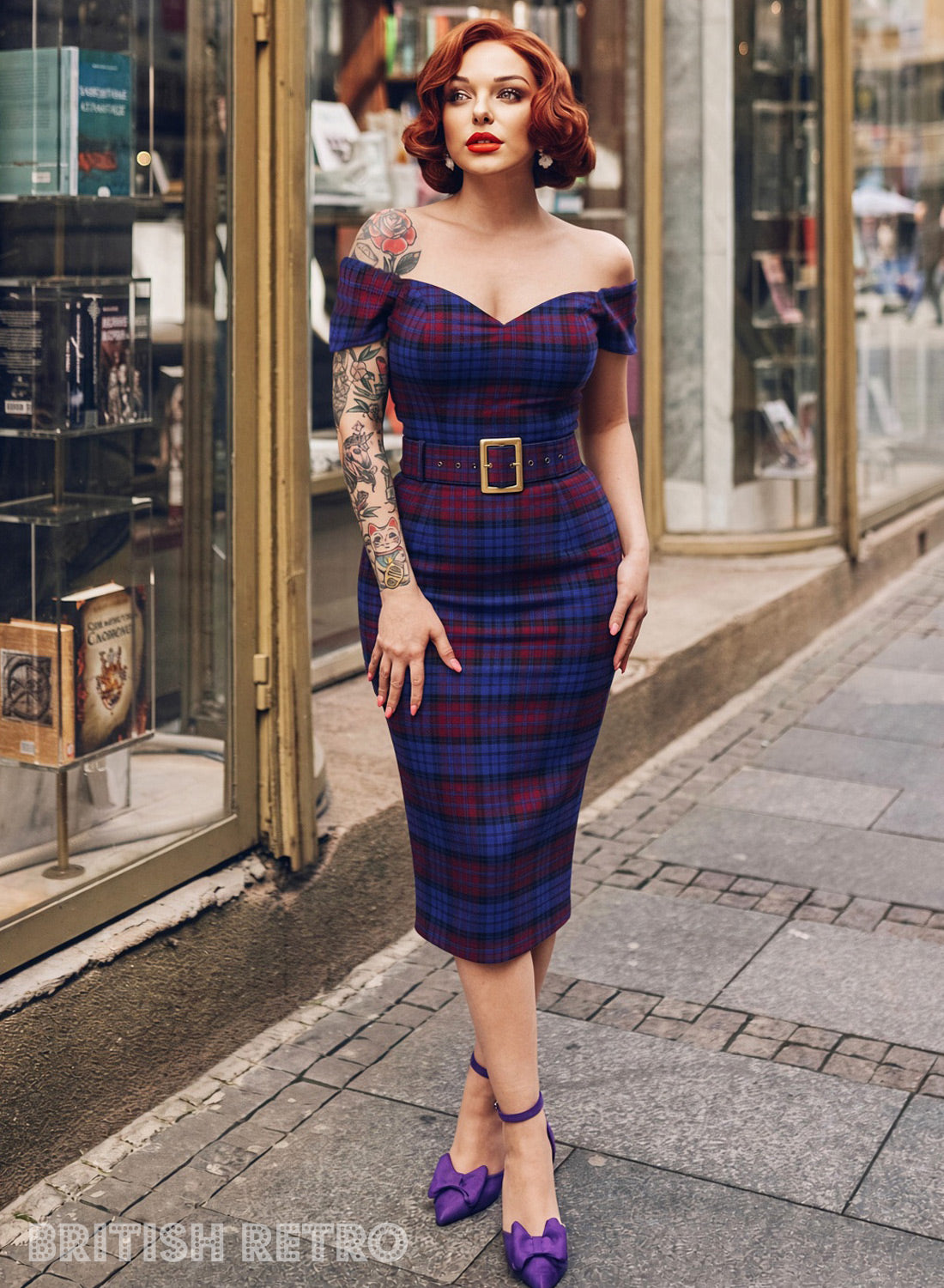 1950s Mulberry Tartan Bodycon Dress | Rhonda’s Revenge