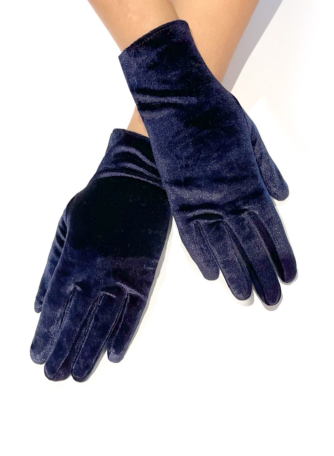 Navy Velvet 50s Style Gloves